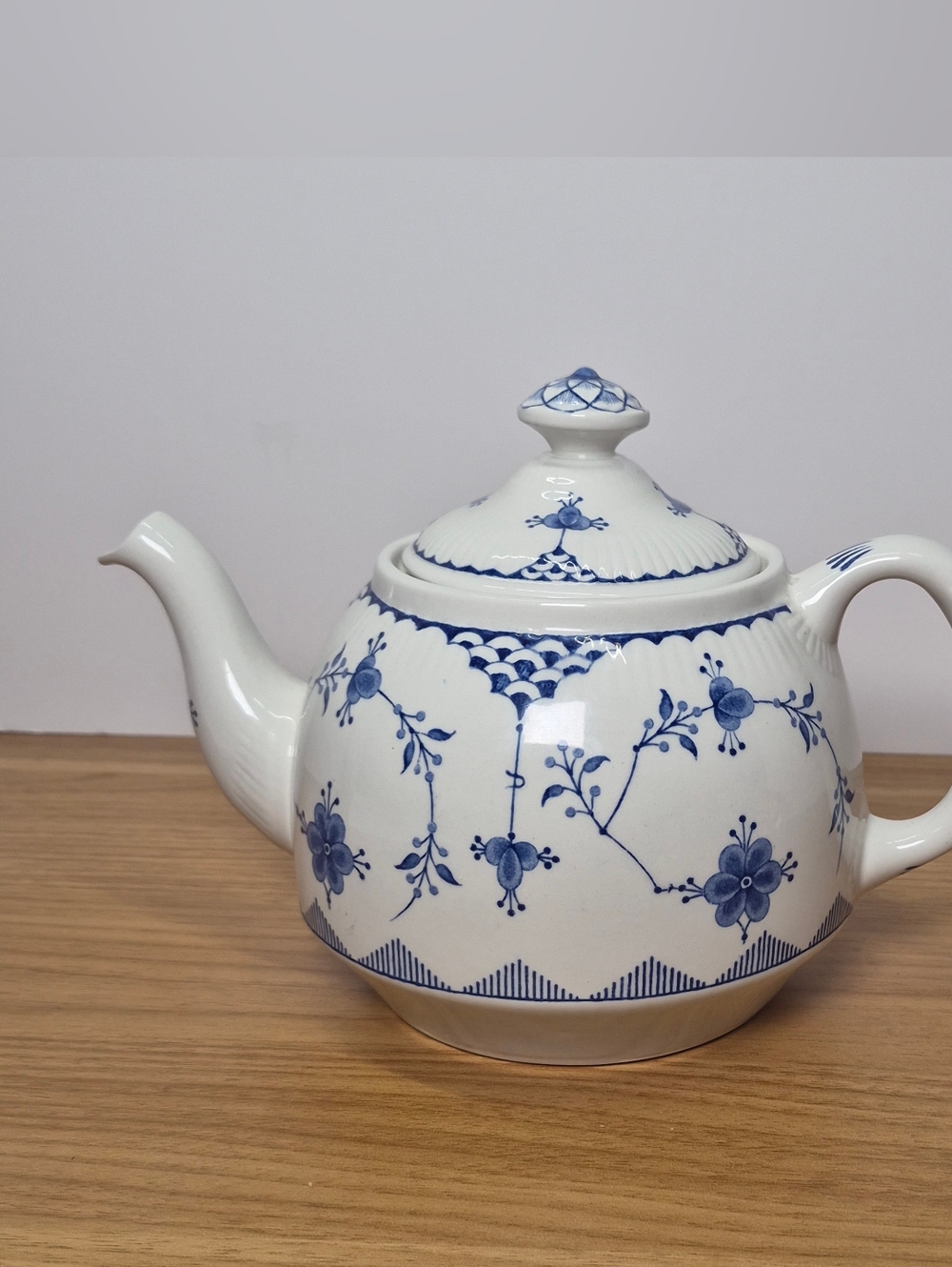 Antique Furnivals Denmark Blue & White Teapot England Ironstone 1904-1913